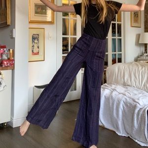 Purple stripe wide leg pants